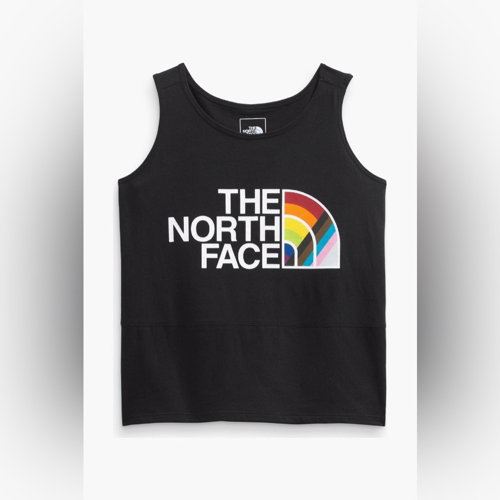 NORTH FACE girls Pride Black Tank Top with Rainbow Design